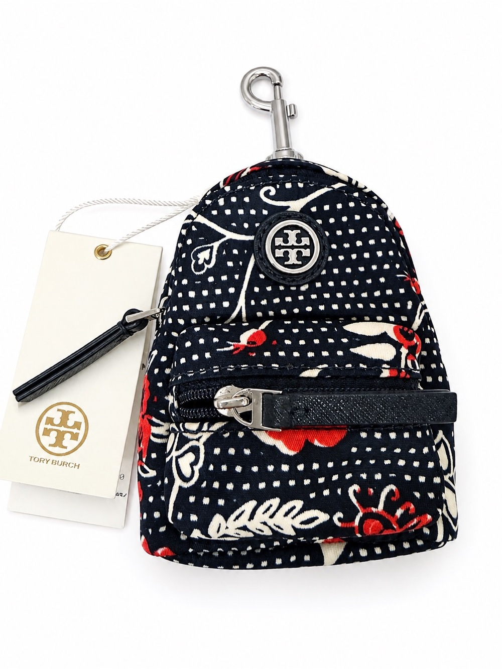 NWT Tory Burch Virginia Mini Backpack Charm Retro Batik Keychain Rare